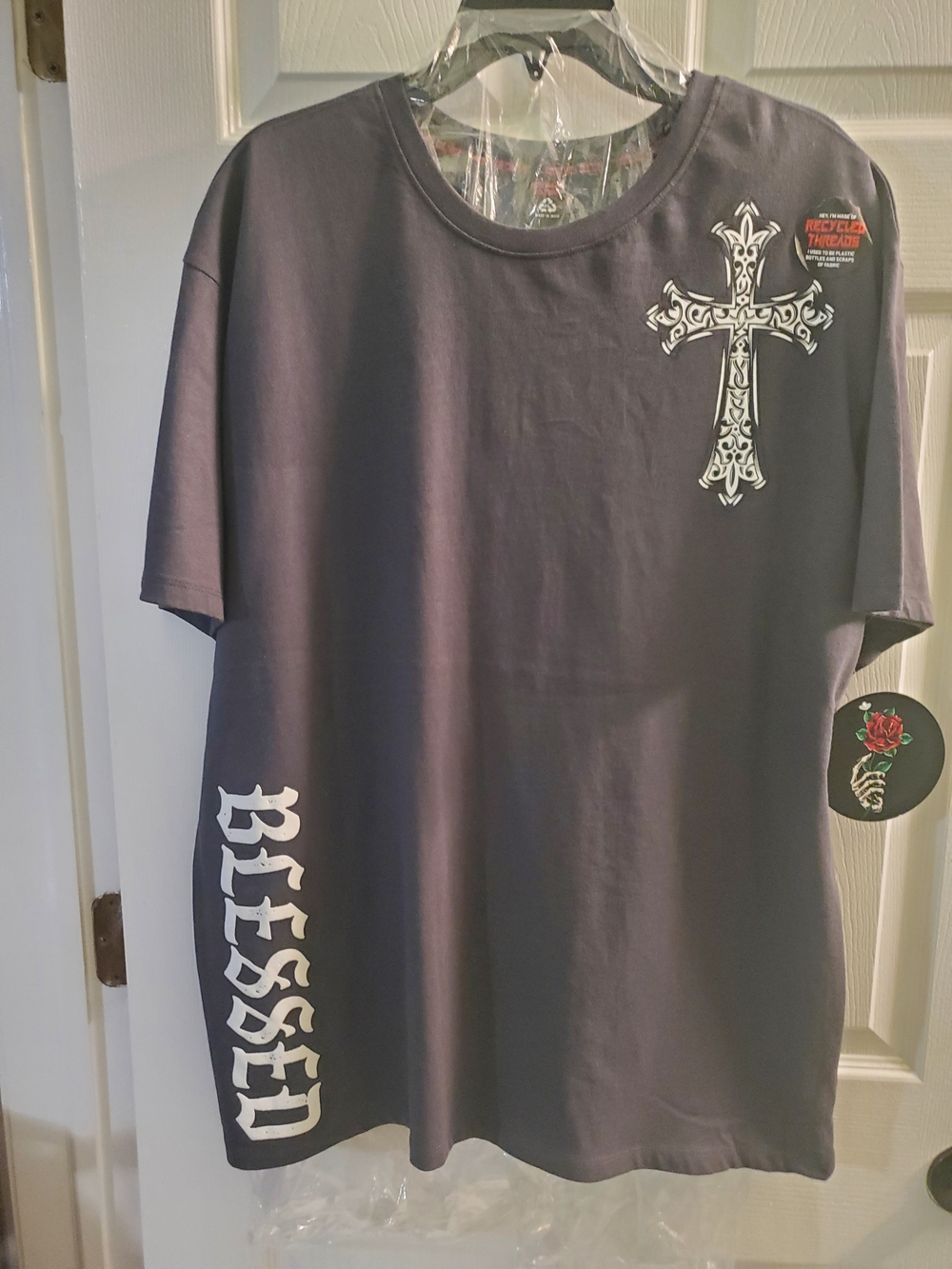Rebellious Culture    Blessed Graphic Cross Short-Sleeve Tee - Dk grey